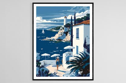 Affiche Antibes – Poster Vue Côtière de la Riviera Française