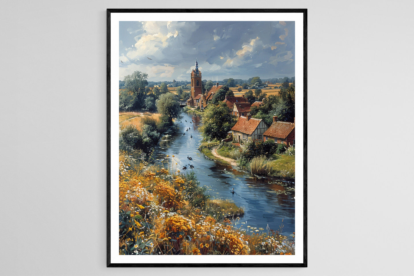 Affiche des Broads de Norfolk – Poster Art du Village de Wroxham