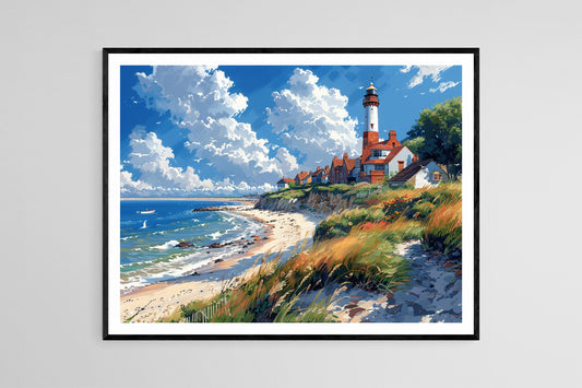 Affiche Southwold Suffolk – Poster Phare Iconique et Plage de Sable