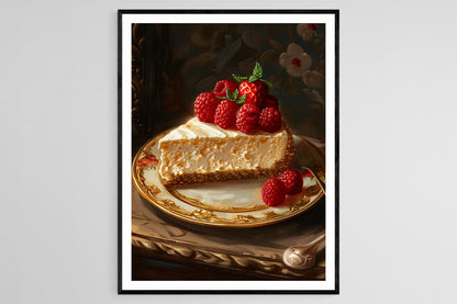 Affiche Cheesecake Framboise – Illustration Réaliste de Dessert