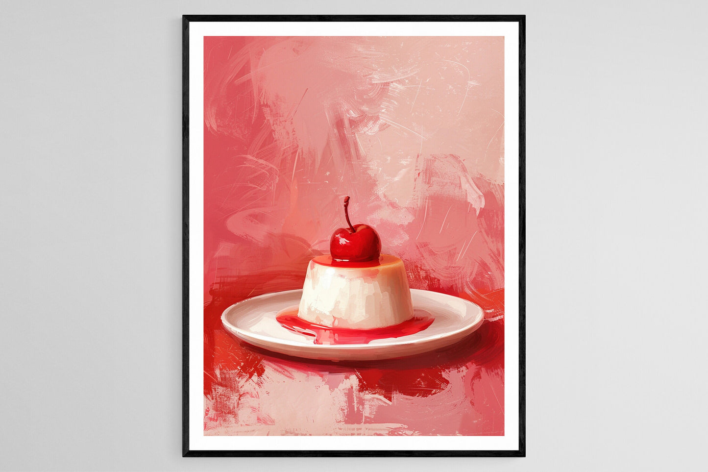 Affiche Panna Cotta – Illustration Aquarelle Élégante de Dessert Italien