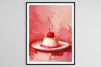 Affiche Panna Cotta – Illustration Aquarelle Élégante de Dessert Italien