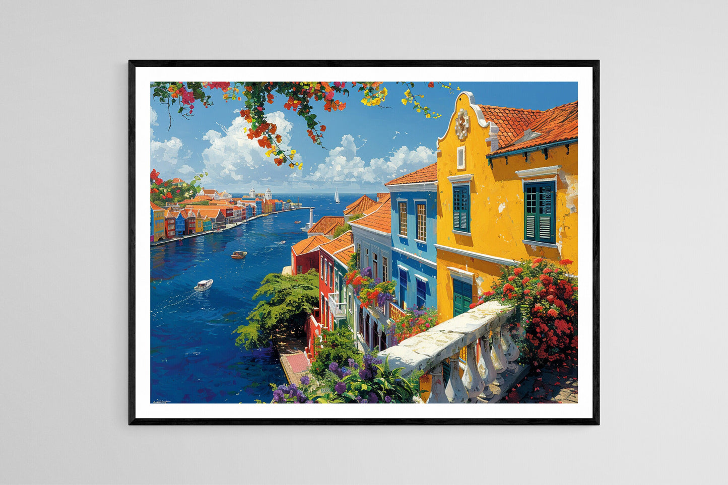 Affiche Idyllic Willemstad – Poster Art de l'Architecture Coloniale Néerlandaise