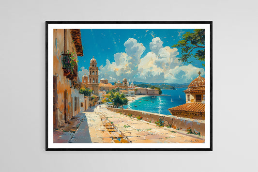 Affiche Évocatrice de Santo Domingo – Art de la Zone Coloniale et Cathédrales