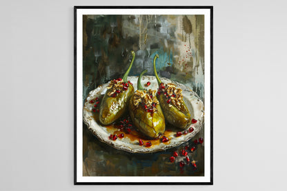 Affiche Chiles en Nogada – Art Élegant pour Restaurant Mexicain