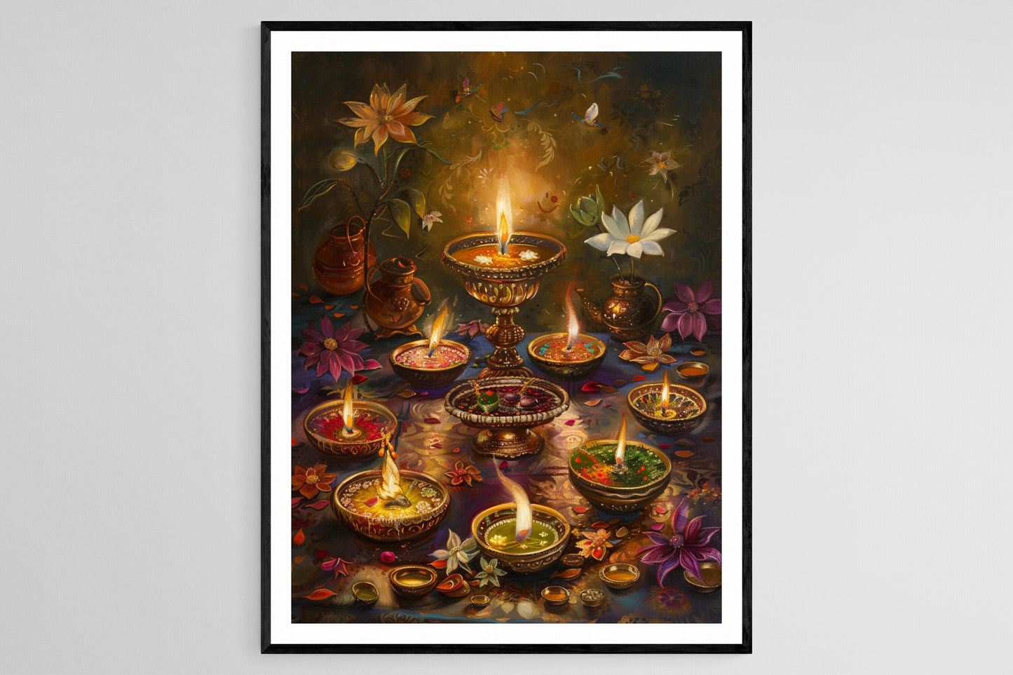 Affiche Diwali Joyeuse – Impression Colorée pour Décorations Festives