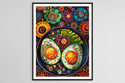 Affiche Huevos Rancheros – Poster Coloré de Plat Mexicain Délicieux