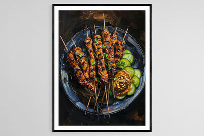 Affiche Satay Thaï - Poster Art Culinaire Asiatique Éclatant