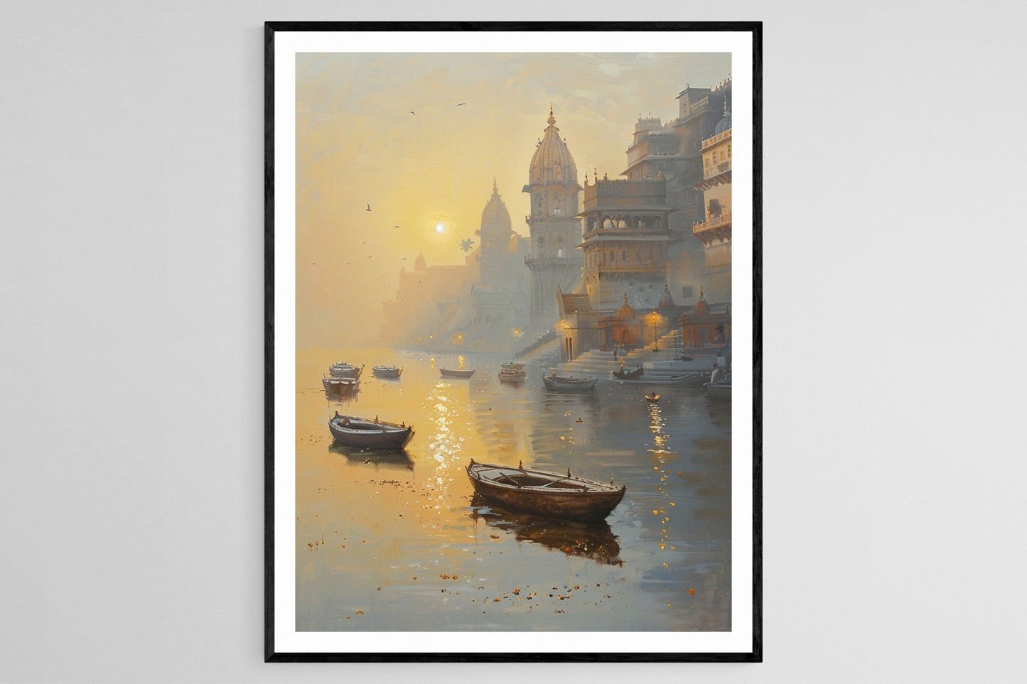 Affiche Aube sur le Gange – Poster Paysage Indien Apaisant