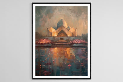 Affiche de Temple Lotus Serein – Peinture Patrimoine Indien