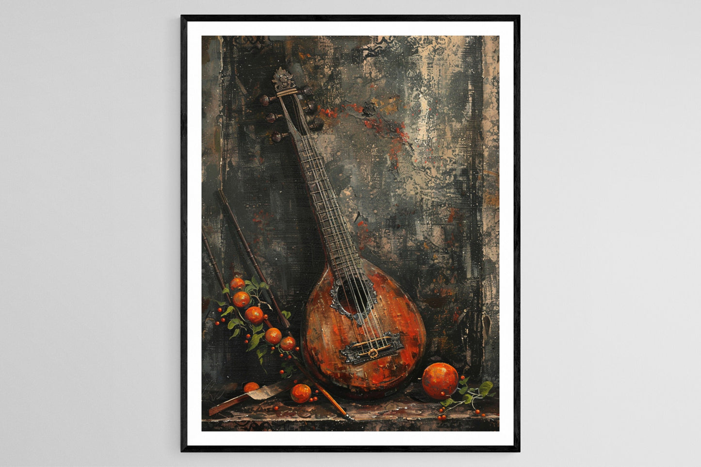 Affiche Ektara – Tableau Art de l'Instrument Musical Indien Rustique