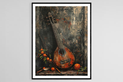 Affiche Ektara – Tableau Art de l'Instrument Musical Indien Rustique