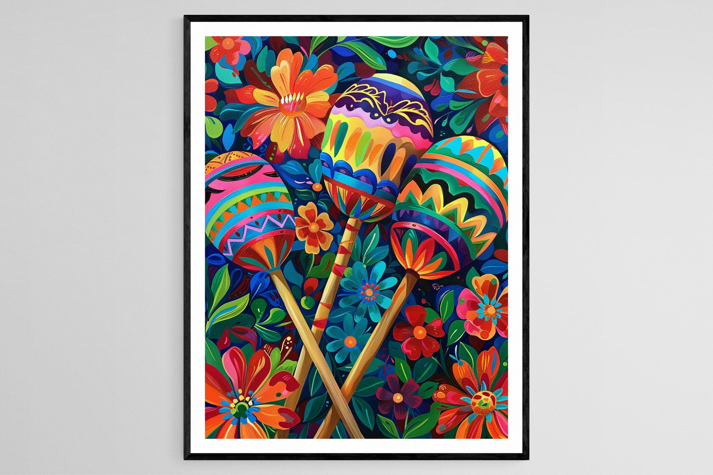 Affiche Maracas Colorées – Poster Instrument de Musique Mexicain Festif