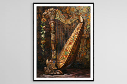 Affiche Arpa Jarocha – Poster d'Instrument de Musique Mexicain Artisanale