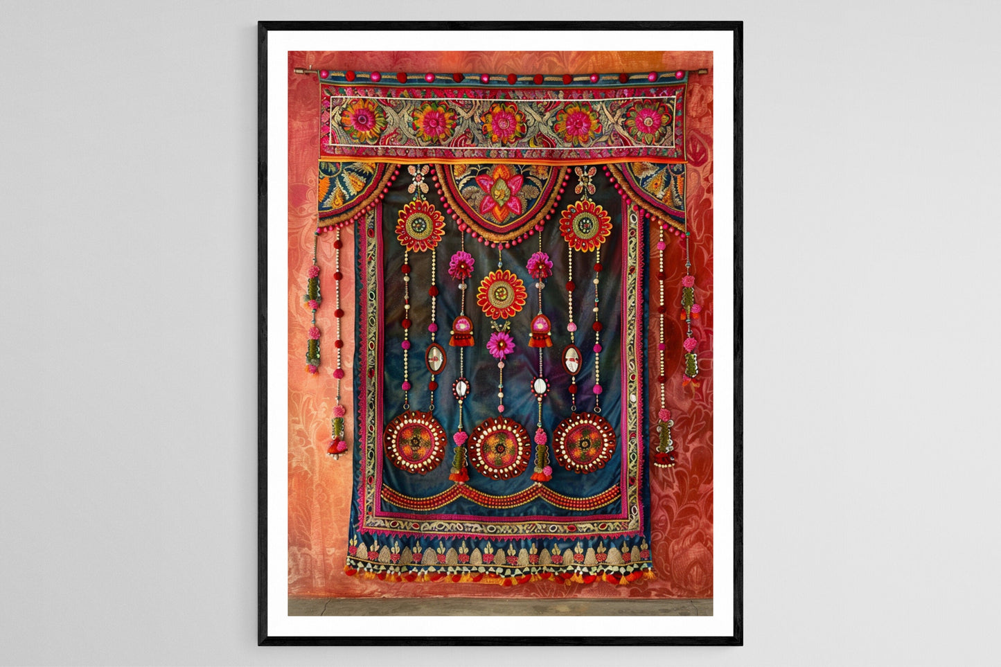 Affiche Art Toran Indien – Poster Décor Traditionnel de Porte Vibrant