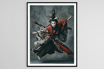 Affiche Danseur Kabuki Dynamique – Impression Art Poses Gracieuses