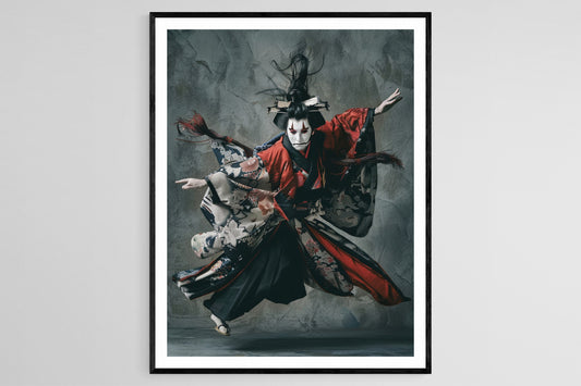Affiche Danseur Kabuki Dynamique – Impression Art Poses Gracieuses