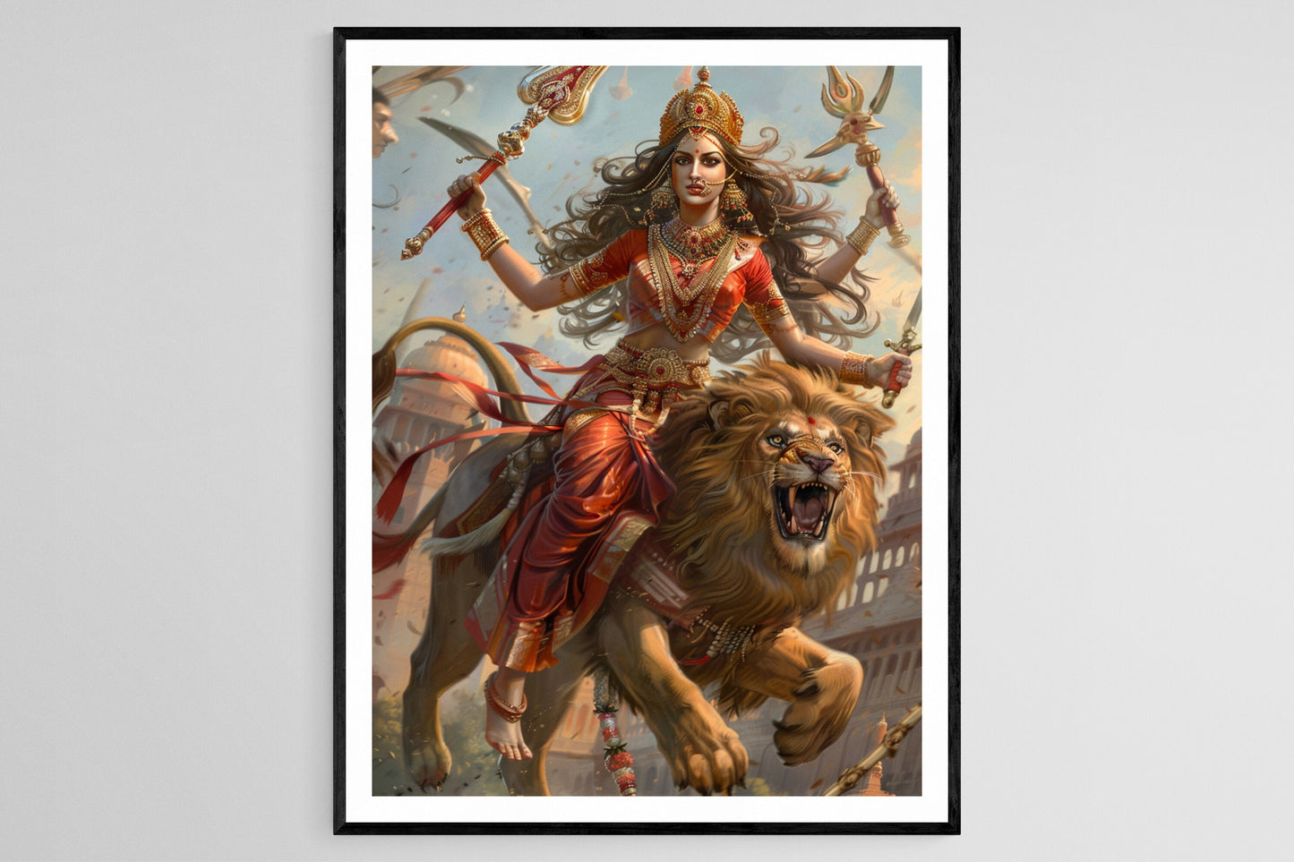 Affiche Durga Féroce – Poster de la Déesse sur Lion