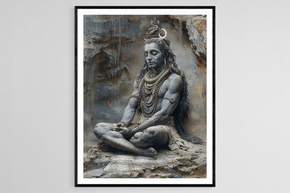 Affiche Shiva Méditatif – Poster Peinture sur Mont Kailash