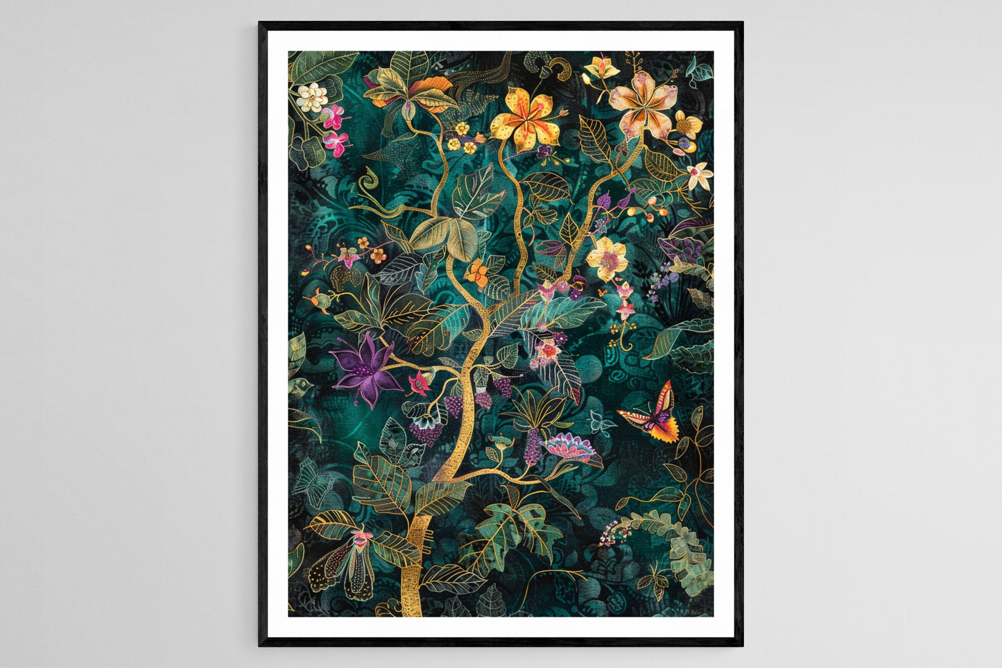 Affiche Batik Javanais – Poster Art Floral et Faune Éblouissant