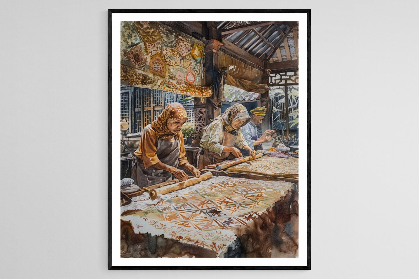 Affiche Batik Tulis – Poster Art Traditionnelle Dessinée à la Main