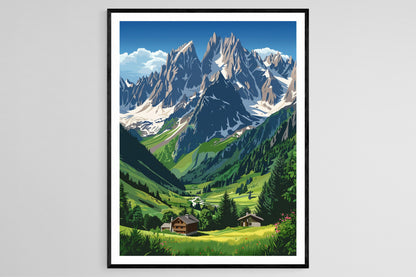 Affiche Chamonix – Poster Paysage alpin d'hiver élégant