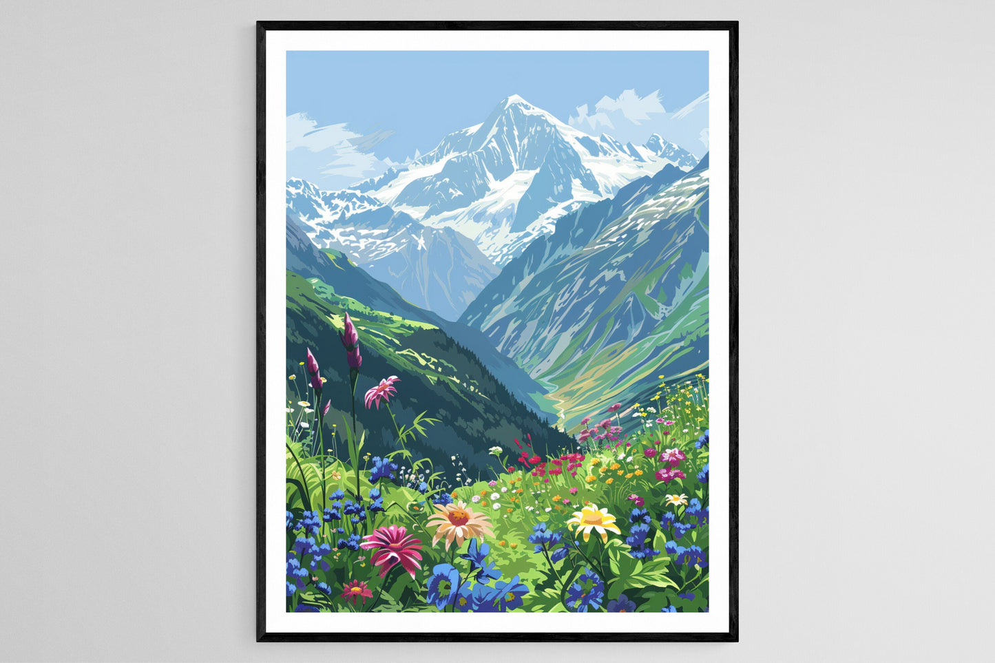 Affiche Chamonix – Impression artistique du Mont Blanc enneigé