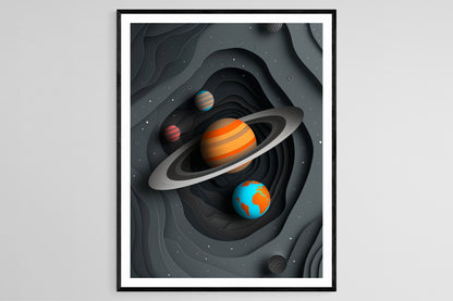 Affiche Système Solaire – Poster Éducatif Vibrant de Décoration Murale