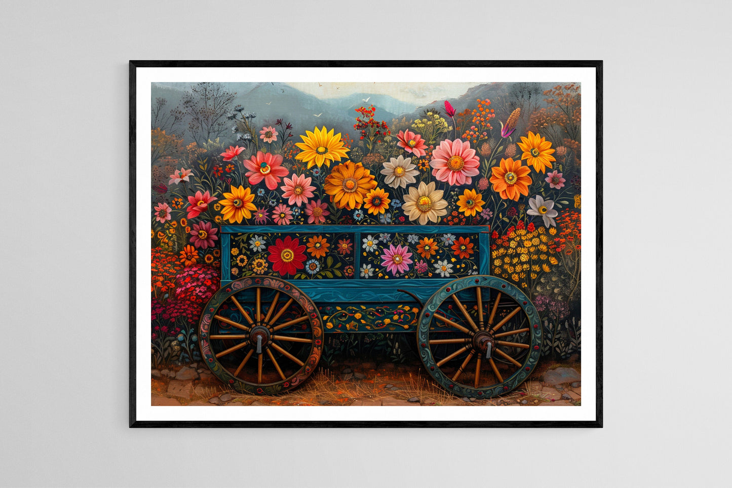 Affiche Sarchí – Poster Art floral costaricien en couleur