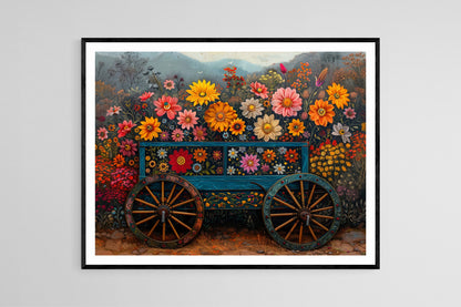 Affiche Sarchí – Poster Art floral costaricien en couleur