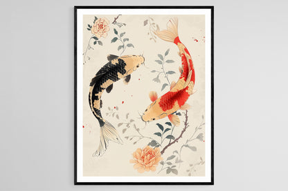 Affiche Koi Japonais – Poster Art Aquatique en Aquarelle