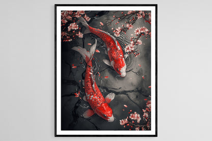 Affiche Poisson Koi – Poster Aquarelle Zen Japonaise