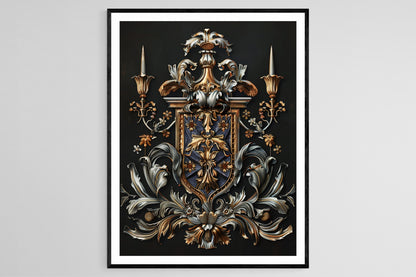 Affiche Blason Français – Art mural vintage d'héraldique
