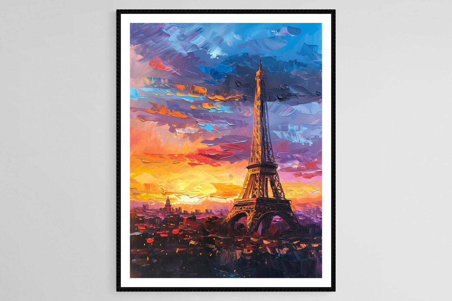Affiche Paris – Poster Peinture Tour Eiffel au coucher de soleil