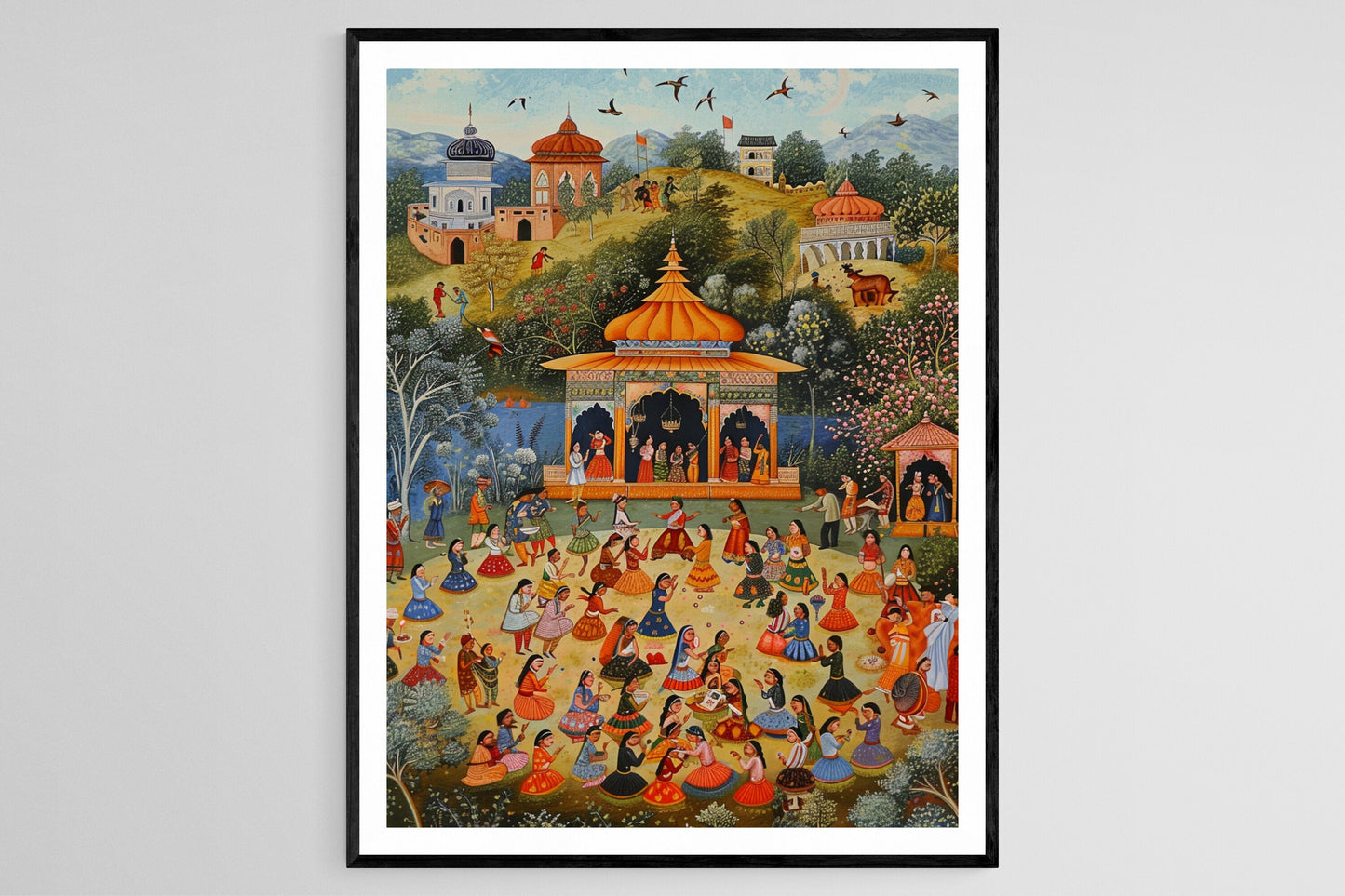 Affiche Art Populaire Kangra – Poster Décor Culturel Indien Fait Main