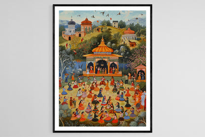 Affiche Art Populaire Kangra – Poster Décor Culturel Indien Fait Main