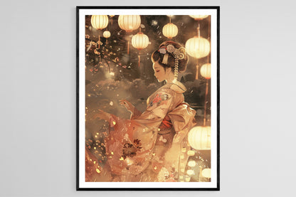 Affiche Geisha Japonaise – Poster Aquarelle Décor Oriental