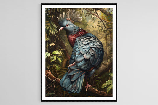 Affiche Pigeon Couronné de Victoria – Art mural d'oiseau tropical