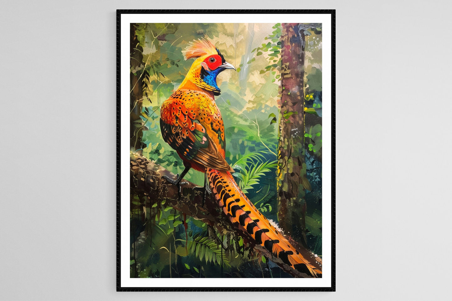 Affiche Phasian Rouge – Poster Art Tropical Oiseau Coloré