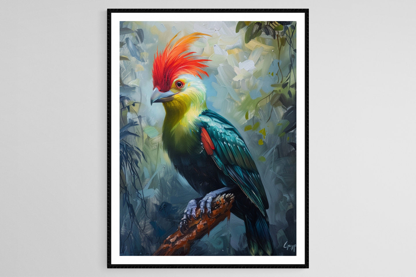 Affiche Touraco à Crête Rouge – Art Coloré pour Amoureux des Oiseaux