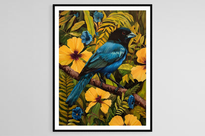 Affiche Tangara du Paradis – Poster Aquarelle Oiseau Tropical