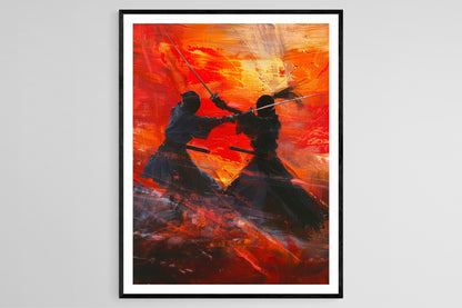 Affiche Kendo – Impression sur toile d'art martial fait main