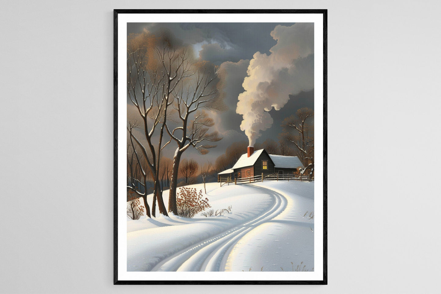 Affiche Hivernale Inspirée de Grant Wood – Poster Art Print Paysage