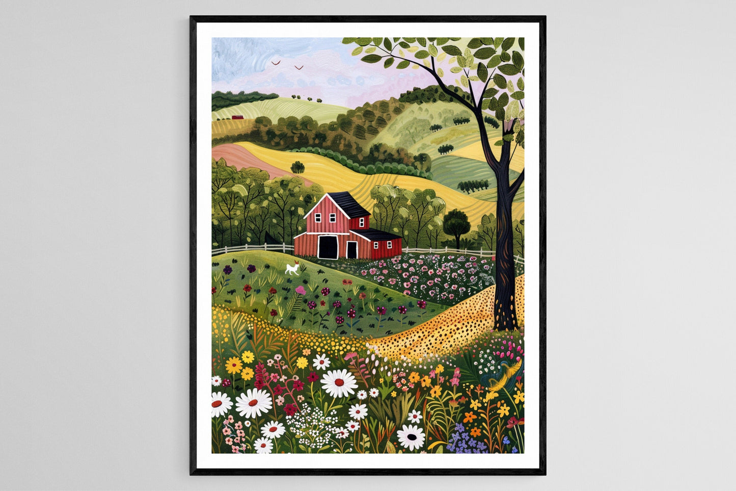 Affiche Art Populaire - Imprimé Charmant Inspiré de Grandma Moses