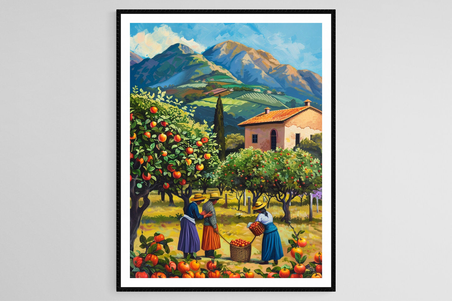 Affiche Verger Argentin – Peintures de récolte de pommes en montagne