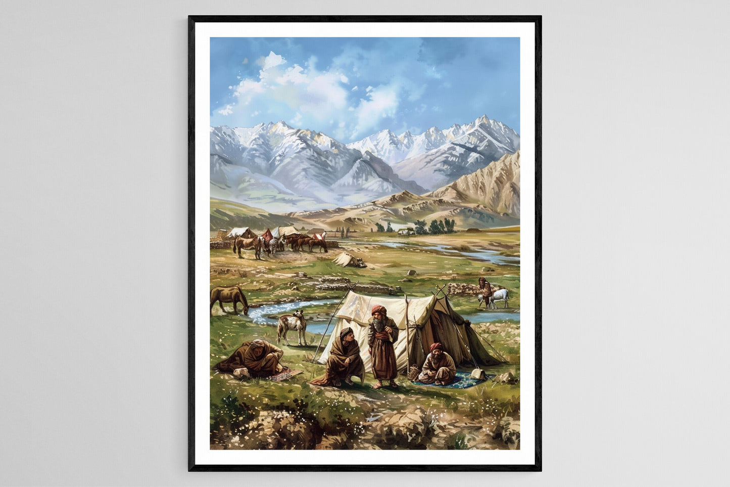 Affiche Nomades Kurdes – Illustration Colorée de Scène Populaire