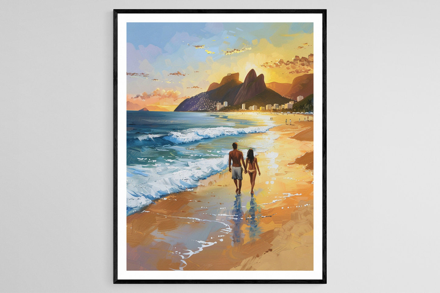 Affiche Ipanema – Illustration romantique de la plage brésilienne