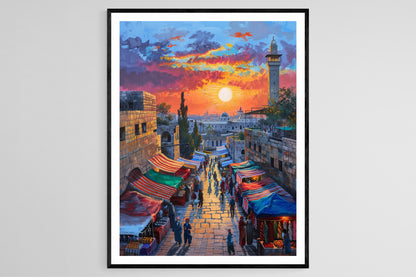 Affiche Marché de Jérusalem – Peinture Illustrative Historique pour Salon