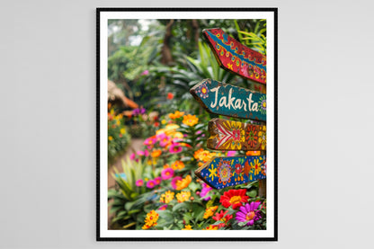Affiche Jakarta – Impression artistique colorée de paysage urbain
