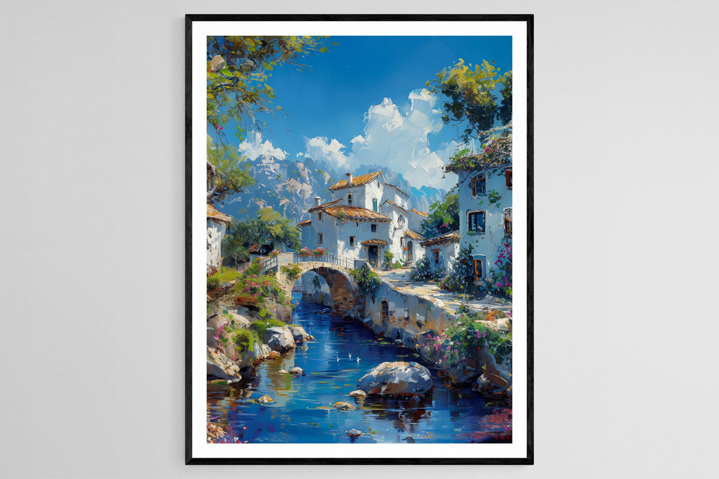 Affiche Village Méditerranéen – Poster Giclée Campagne Italienne